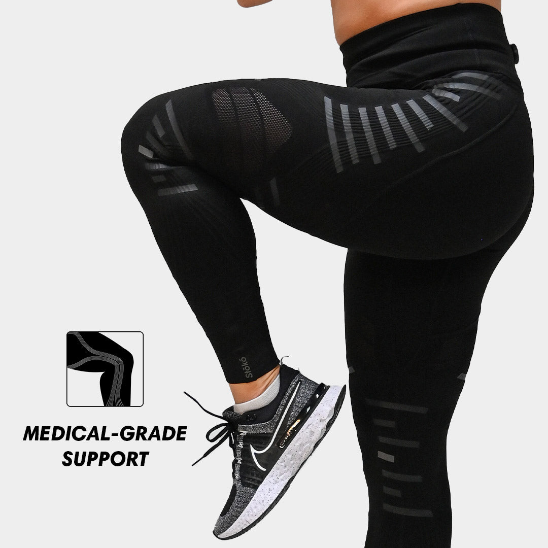 COOLOMG Knee Padding Yoga Pants Compression Workout Leggings with