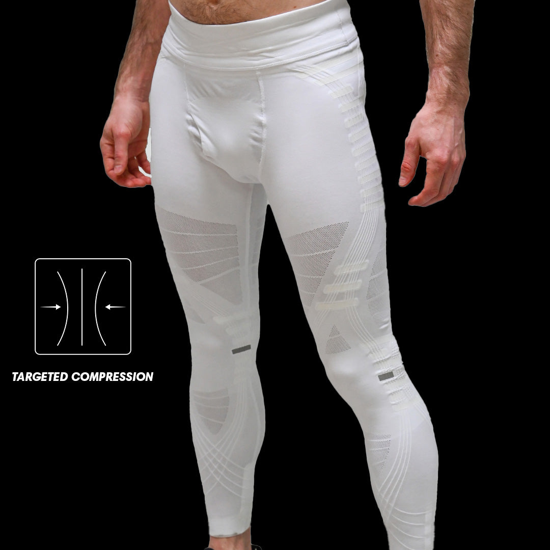 XXXL WHITE-LEFT MEN'S 3/4 Compression Pants One-Leg Tights